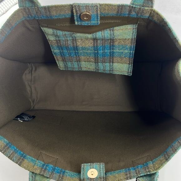Sandro Kasbah Tartan Tote Bag - Green/Blue - New with tags - MSRP $370 - Picture 6 of 8